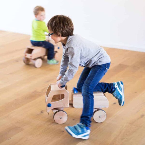 Holz Rutscher Fred – Rutschauto Blau (2)