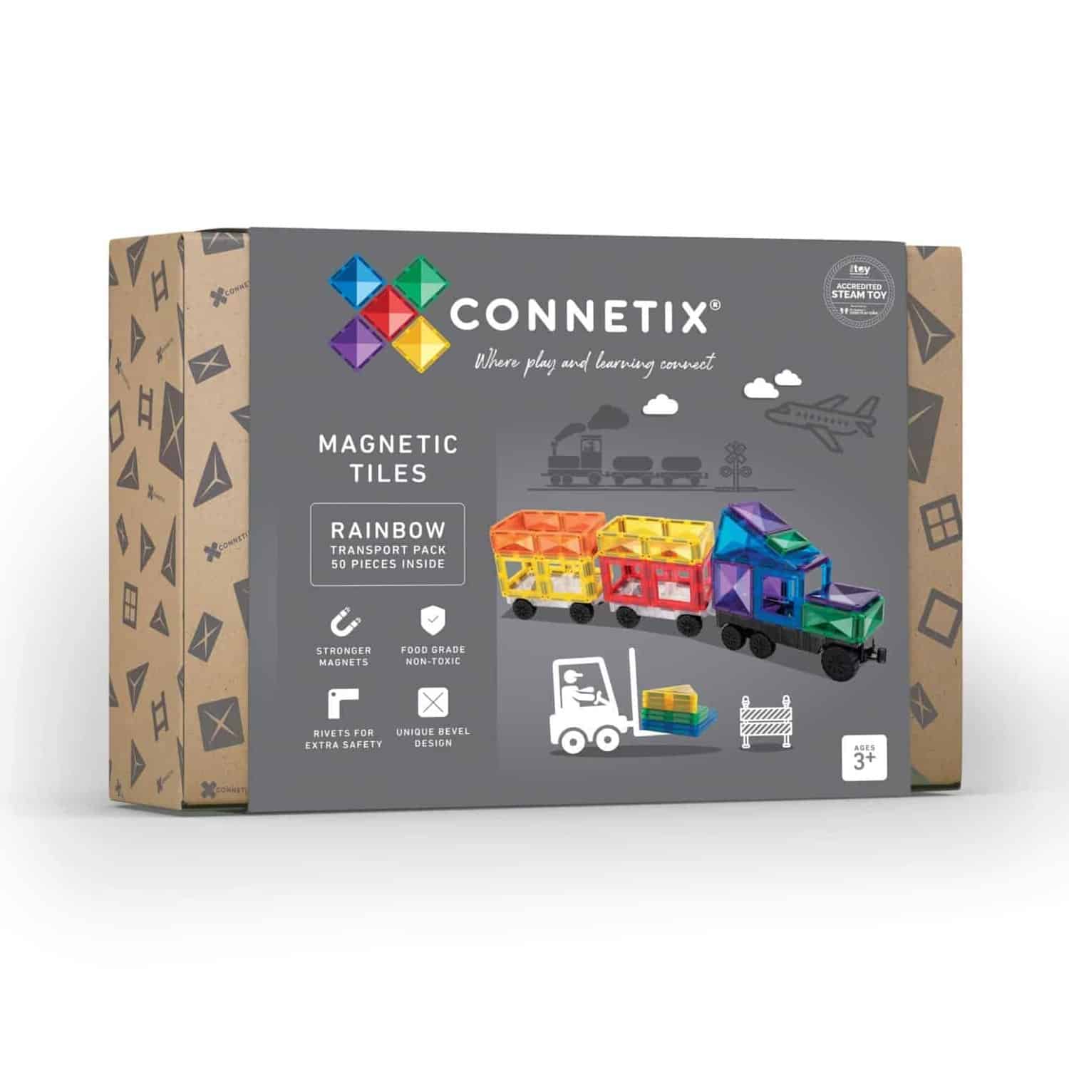 Connetix Rainbow Transport Pack - 50-tlg. Magnetbaukasten (1) Connetix Rainbow Transport Pack - 50-tlg. Magnetbaukasten