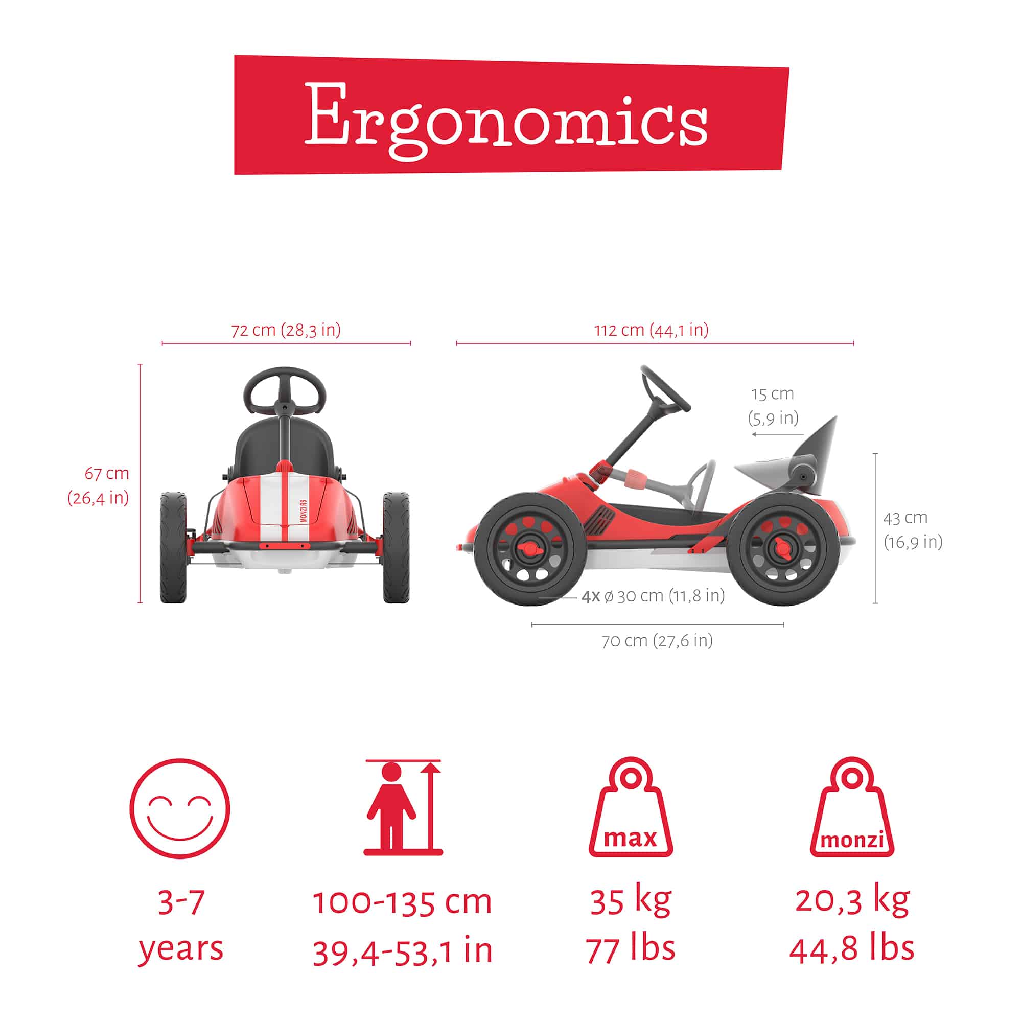 Ergonomics_CPMN01 Chillafish Monzi-RS - Faltbares Pedalkart Rot