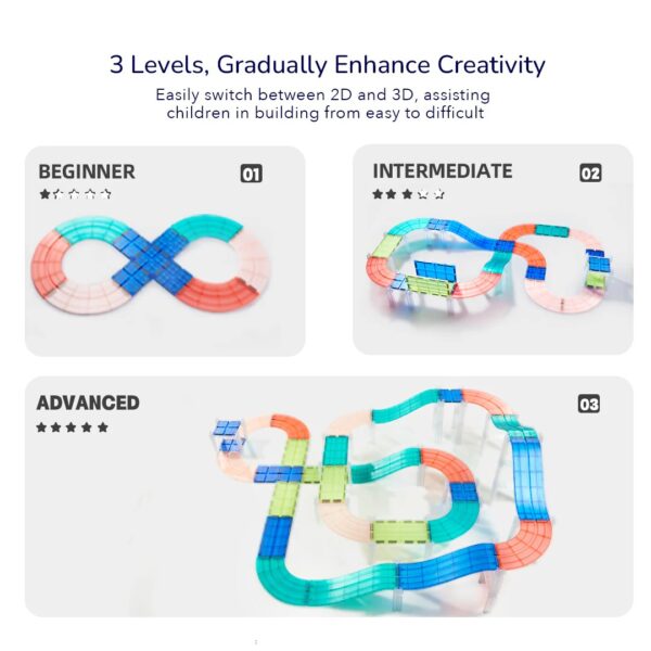 Mideer-Racing Track Grooved Magnetic Tiles 115P-MD6395