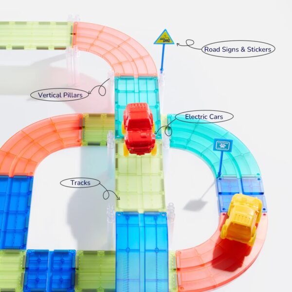 Mideer-Racing Track Grooved Magnetic Tiles 115P-MD6395