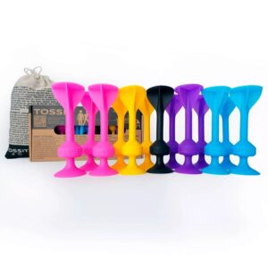 TOSSIT FAMILY PACK lustiges Dartspiel Pink-Lila-Blau-Gelb