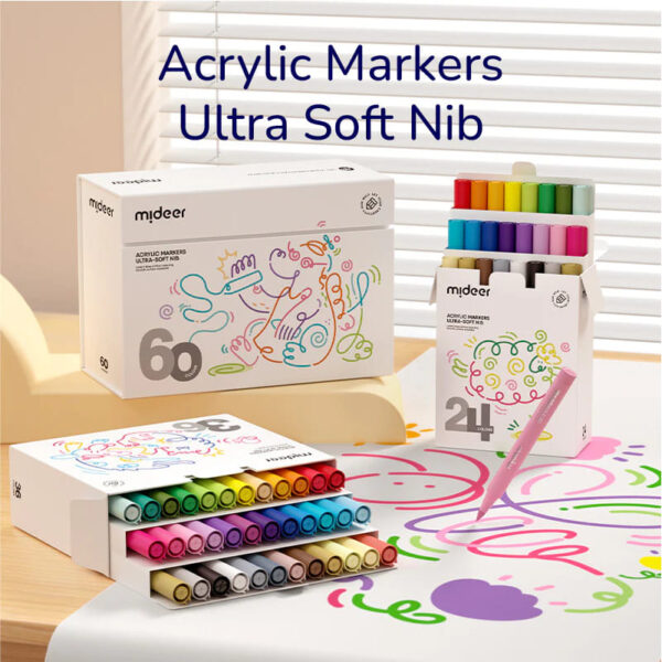 Mideer-MD1259-Acrylic Markers - Ultra Soft Nib - 12 Colors