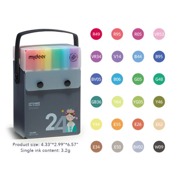 Mideer-MD1300-Translucent Dual Tip Marker 24 Colors-
