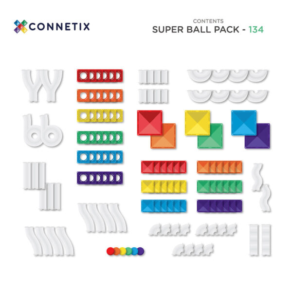 Connetix Super Ball Run Pack – 134-teiliges Kugelbahn-Magnetbaukasten – Bild 4