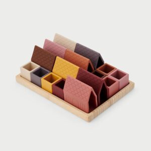 Tickit SiliSoft® Dorfblöcke – 16‑tlg. Silikon‑Bauklötze mit Bambustray