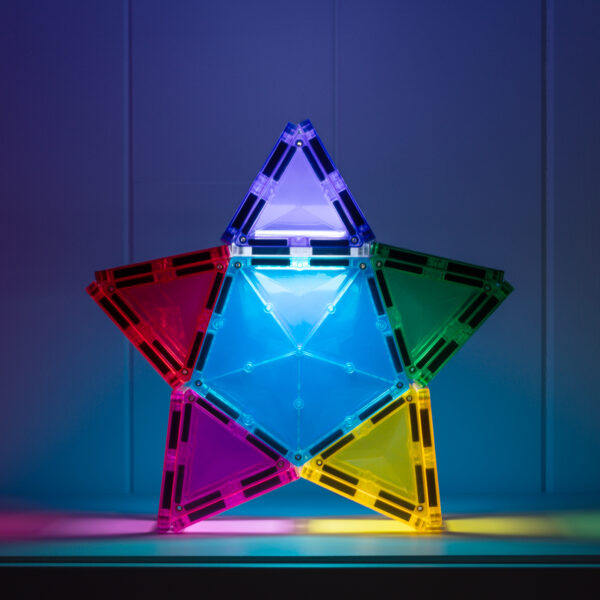 Connetix Light Star Pack – 28-tlg. Magnet-Baukasten mit Light-Up-Tile für Kinder – Bild 9
