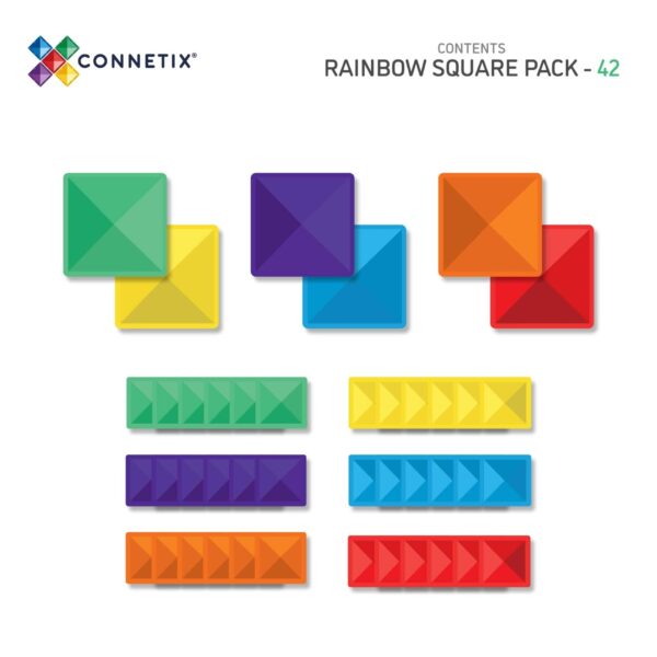 Connetix Rainbow Square Pack - 42-tlg. Magnetbaukasten für Kinder
