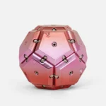 2. Hochsicherer, roter, metallischer Würfel mit mehreren Schrauben und Schnallen, futuristisches Design.