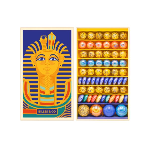 Farbiges Spielzeug mit ägyptischem Pharao-Design und bunten Kugeln, ideal für Kinder und Sammler.