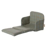 Gemütliches Kinderlese- und Sitzkissen in moderner grau-beige Karomusteroptik, bequemer Rücken- und Sitzbereich, ideal für kleine Kinder und Mädchen, aus weichem, pflegeleichtem Stoff, perfekt für Lesestunden.