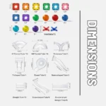 Bunte Module und Röhren für Aquarien mit unterschiedlichen Formen und Größen, inklusive Ventilatoren, um eine optimale Wasserströmung und Belüftung zu gewährleisten.